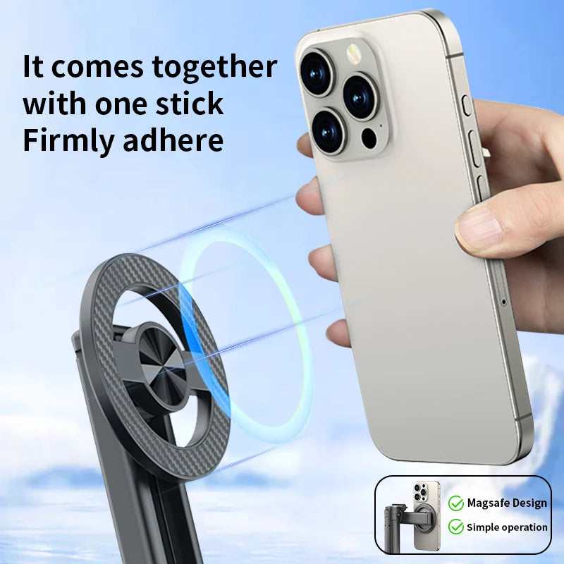 Mini Pocket Selfie Stick Magnetic Phone Holder Adjustable Angle With Detachable Bluetooth for iphone Mobile Phone Shooting