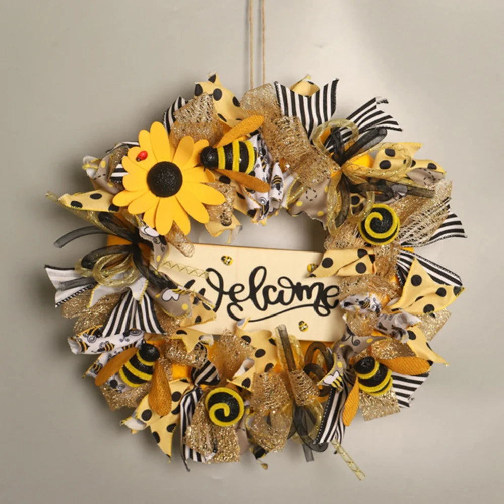Bee Sunflower Front Door Wreath