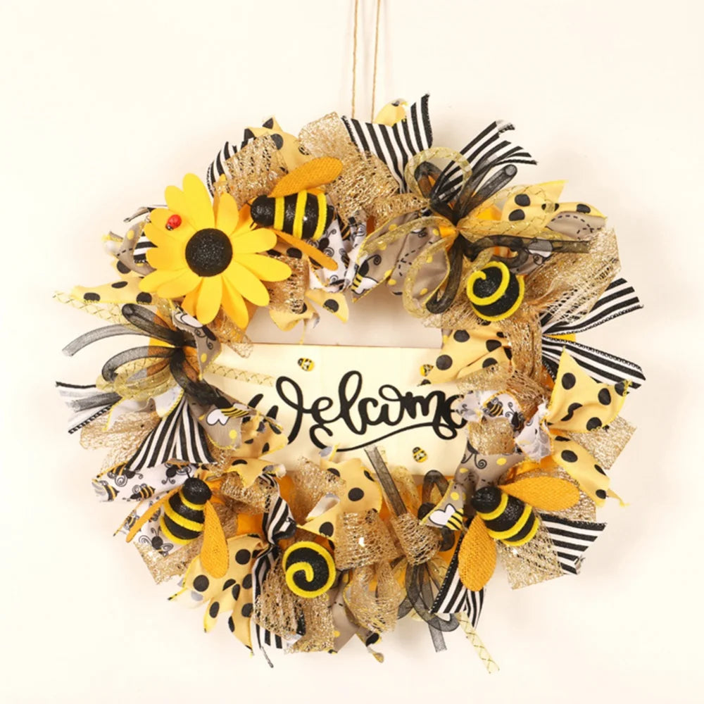 Bee Sunflower Front Door Wreath