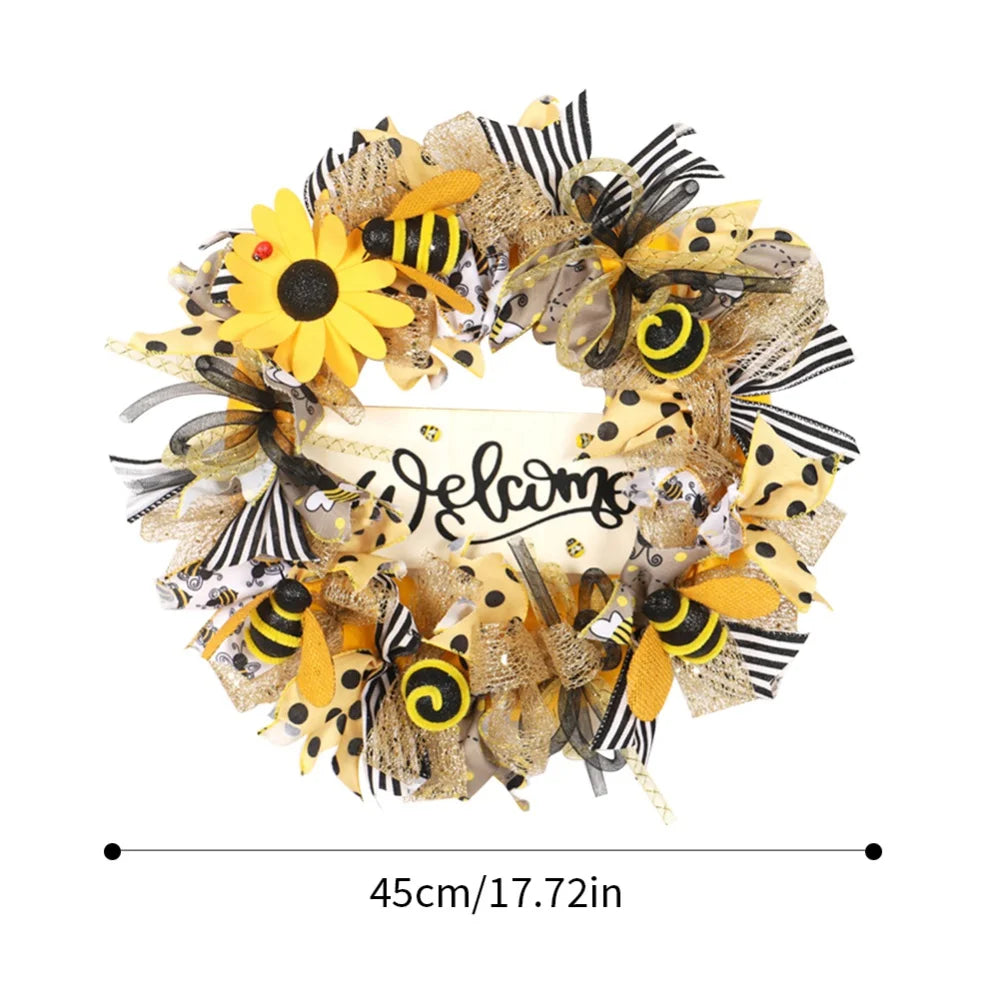 Bee Sunflower Front Door Wreath