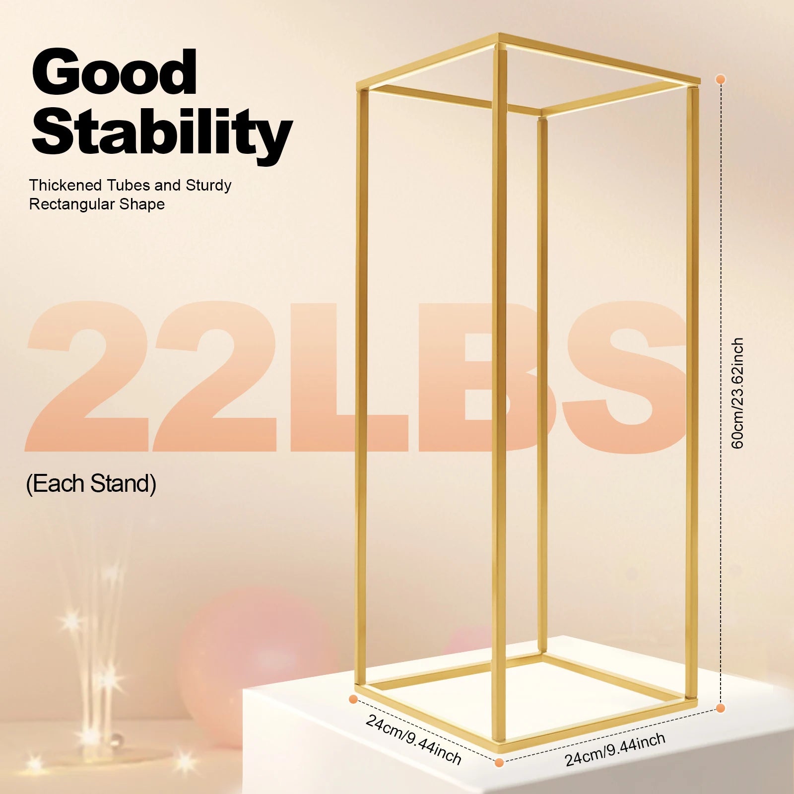 4PCS Gold Wedding Flower Stands – 60cm