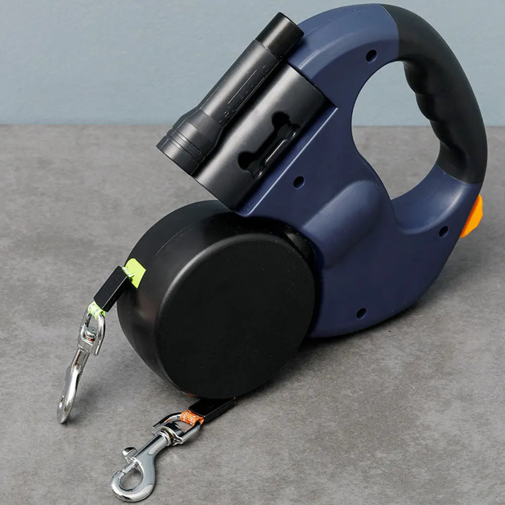 Double Headed Dog Leash Traction Rope 360 Degree Swivel Dual Pet Leash Retractable Dog Leash for Small Medium Dogs