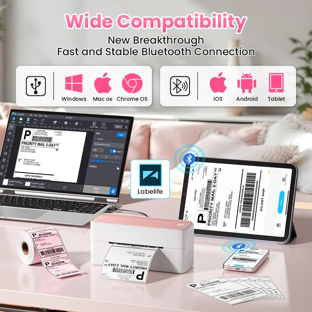 Phomemo PM-241-BT 4x6 Wireless Shipping Label Printer for Small Business