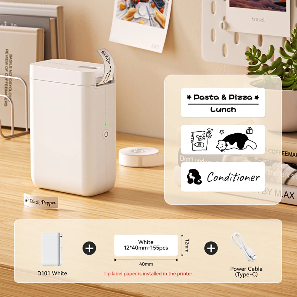 Niimbot D101 Wireless Thermal Label Printer, Inkless 10–25mm Pocket Sticker Maker