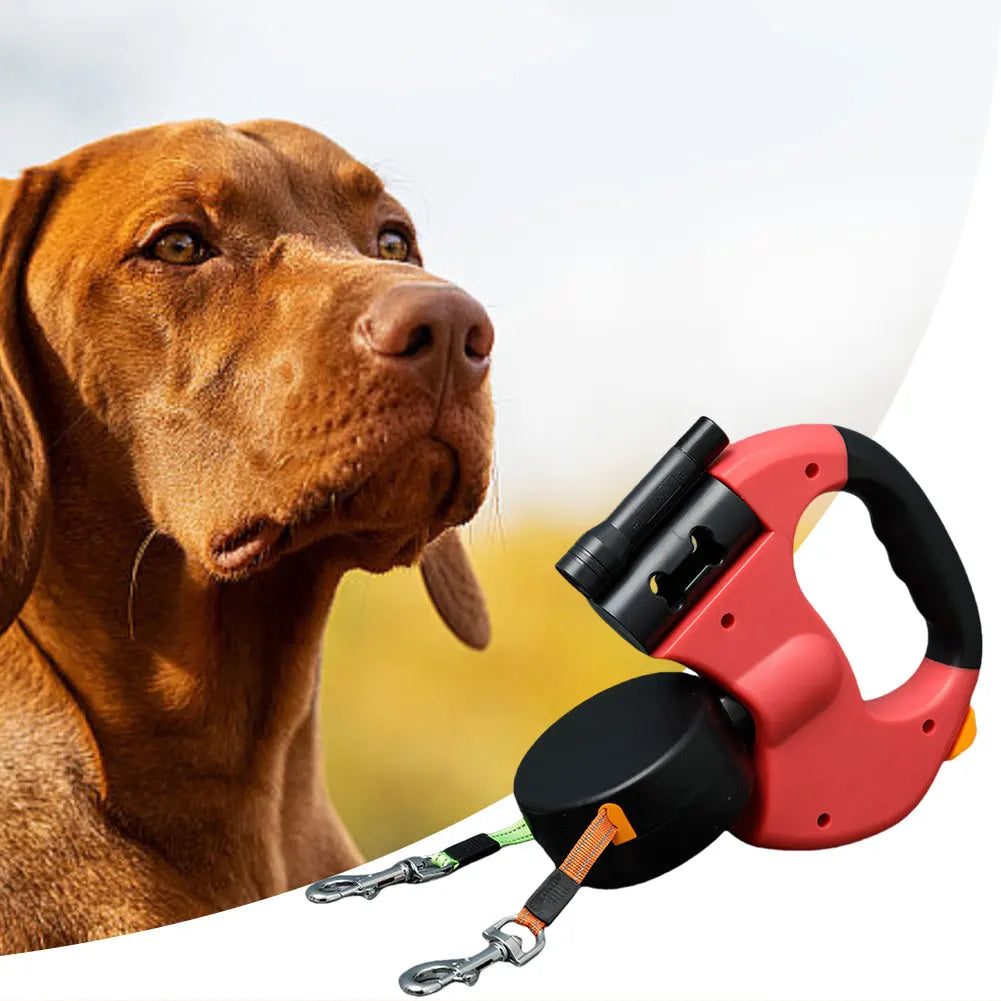 Double Headed Dog Leash Traction Rope 360 Degree Swivel Dual Pet Leash Retractable Dog Leash for Small Medium Dogs