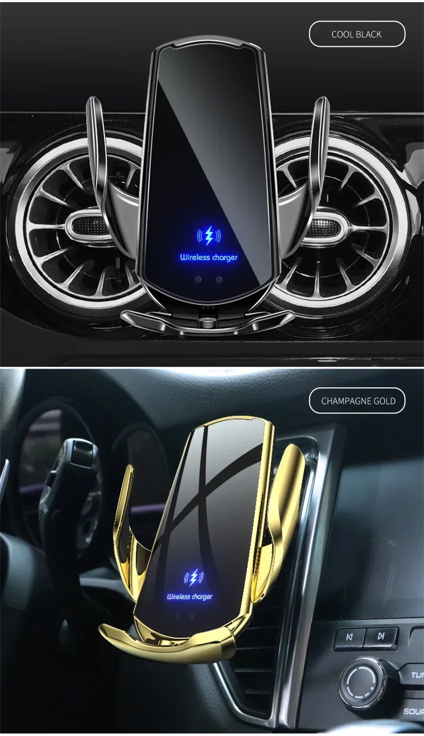 VIKEFON 15W Car Magnetic Wireless Charger Automatic Car Mount Phone Holder For iPhone Samsung Infrared Induction Fast Charging