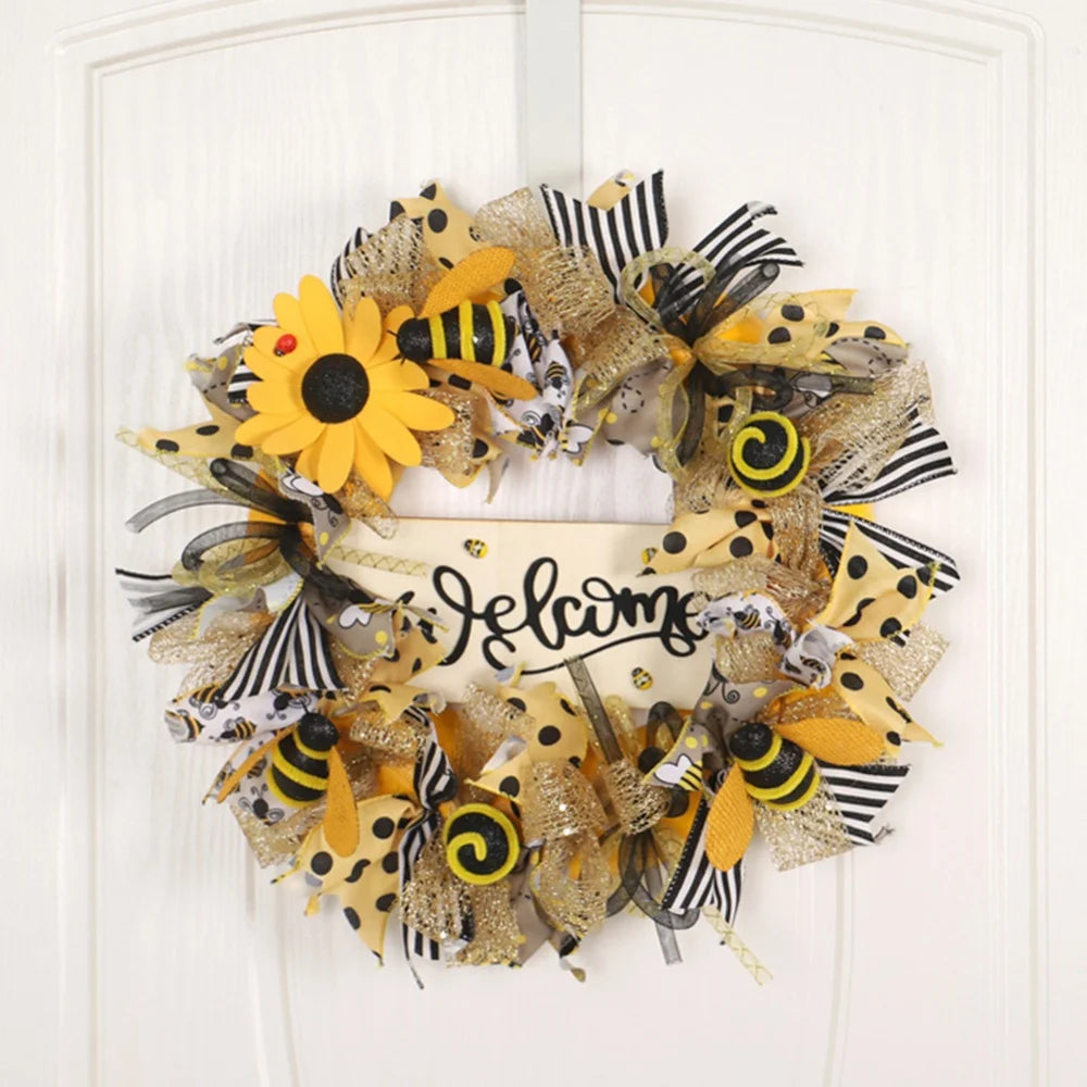 Bee Sunflower Front Door Wreath