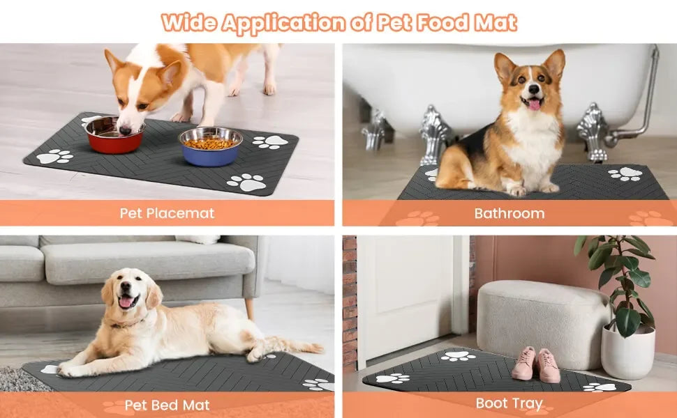Absorbent Pet Feeding Mat – Waterproof Placemat for Cats & Dogs, Quick-Dry Rubber Backing (S, M, L)