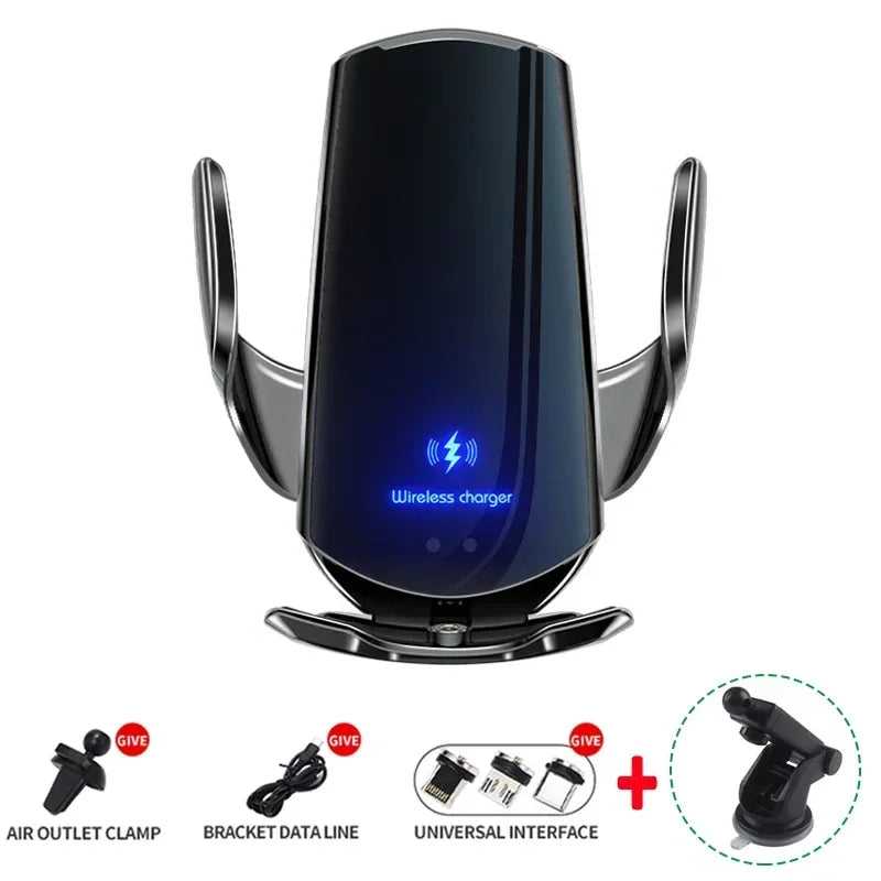 VIKEFON 15W Car Magnetic Wireless Charger Automatic Car Mount Phone Holder For iPhone Samsung Infrared Induction Fast Charging