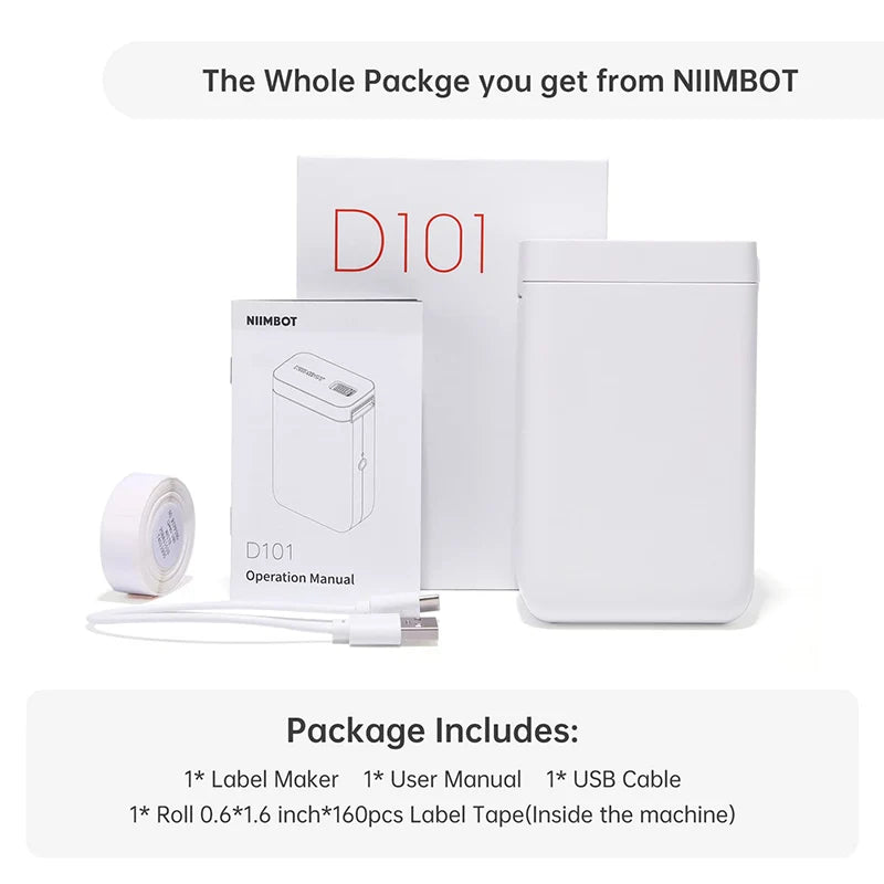 Niimbot D101 Wireless Thermal Label Printer, Inkless 10–25mm Pocket Sticker Maker