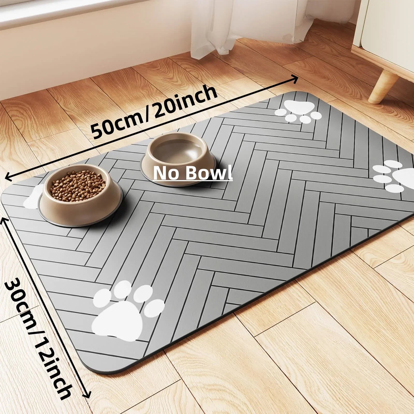 Absorbent Pet Feeding Mat – Waterproof Placemat for Cats & Dogs, Quick-Dry Rubber Backing (S, M, L)