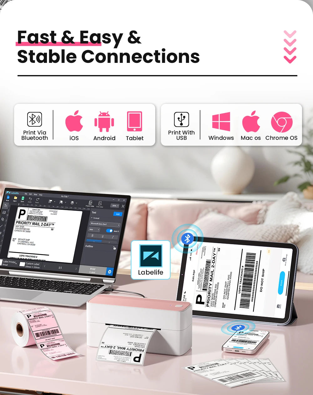 Phomemo PM-241-BT 4x6 Wireless Shipping Label Printer for Small Business