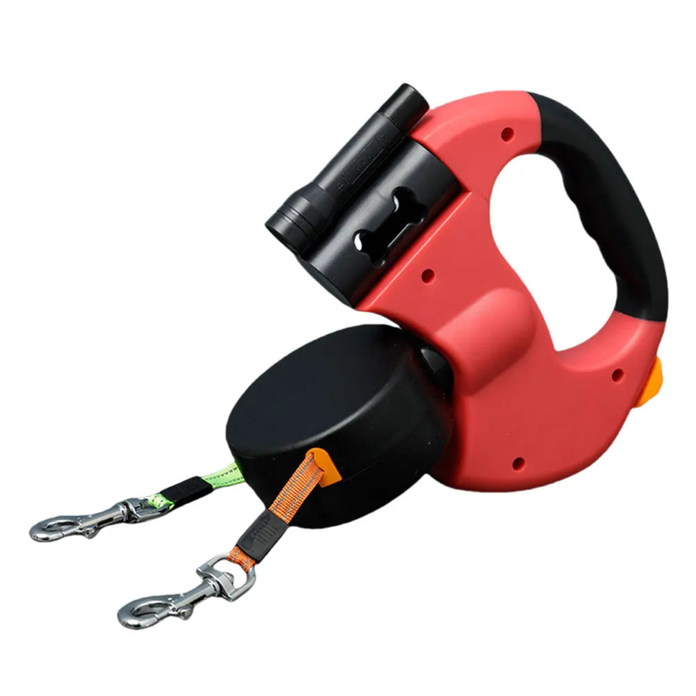 Double Headed Dog Leash Traction Rope 360 Degree Swivel Dual Pet Leash Retractable Dog Leash for Small Medium Dogs