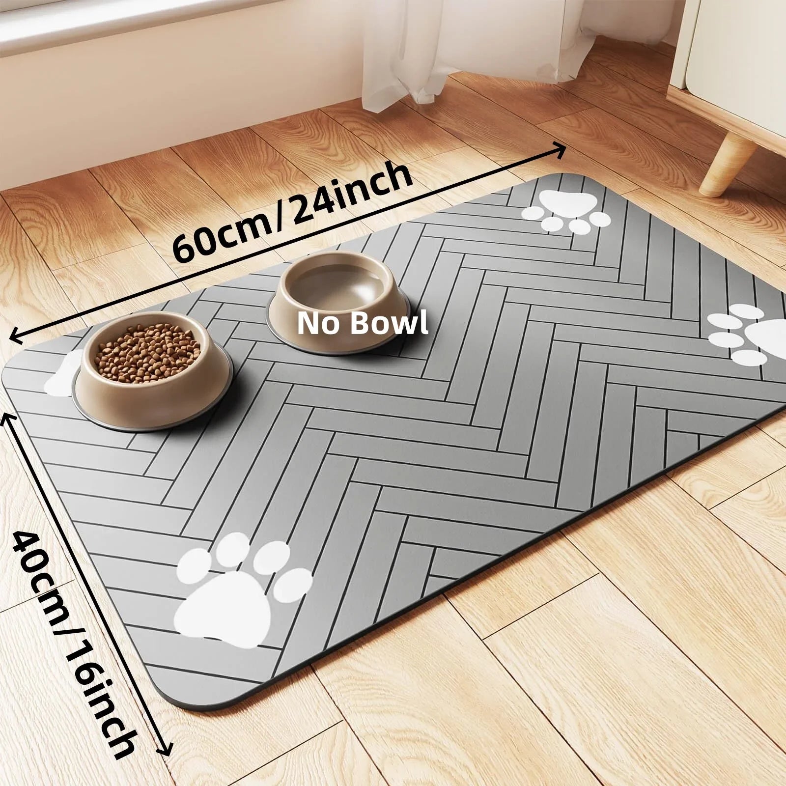 Absorbent Pet Feeding Mat – Waterproof Placemat for Cats & Dogs, Quick-Dry Rubber Backing (S, M, L)