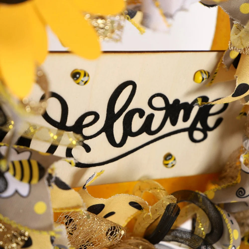 Bee Sunflower Front Door Wreath