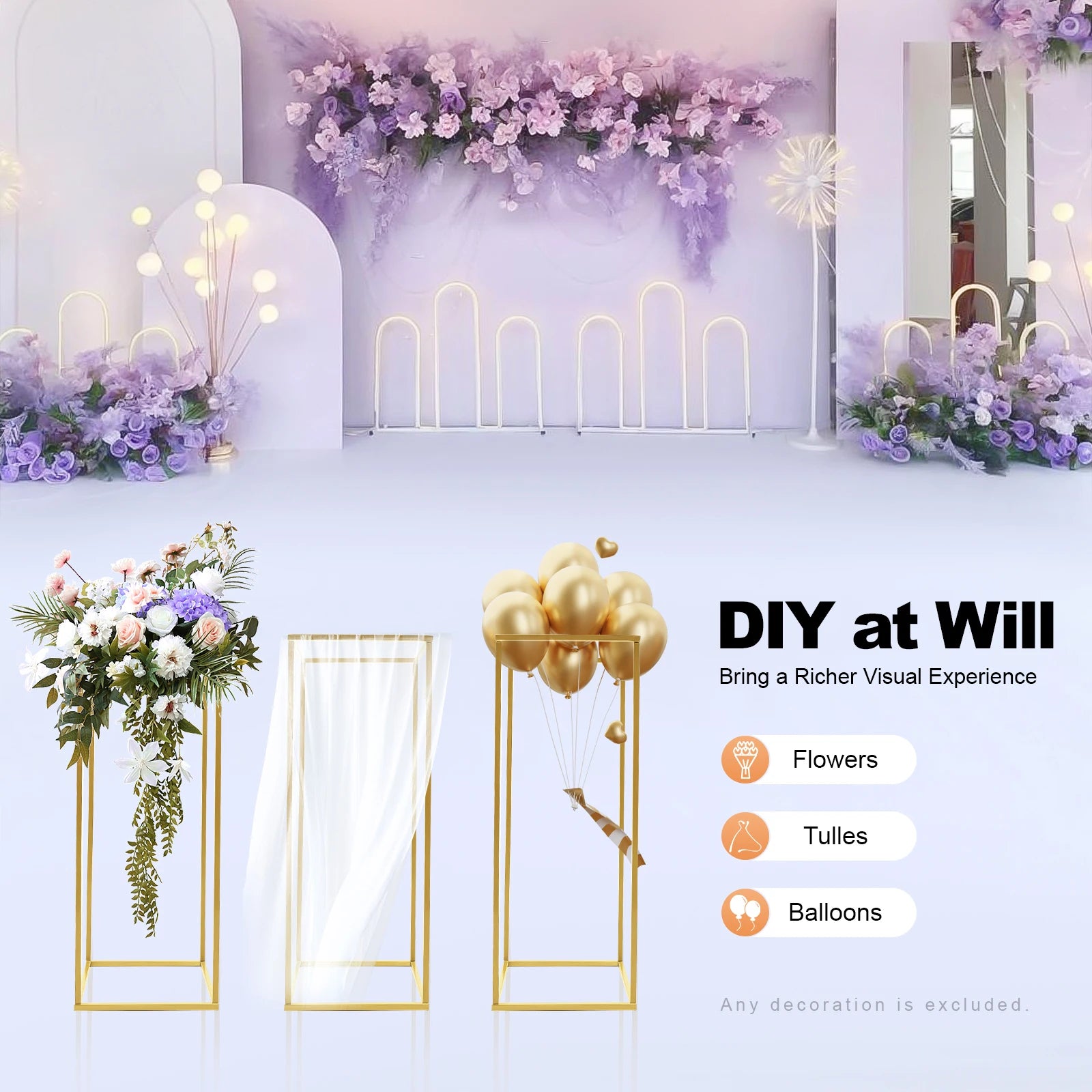 4PCS Gold Wedding Flower Stands – 60cm