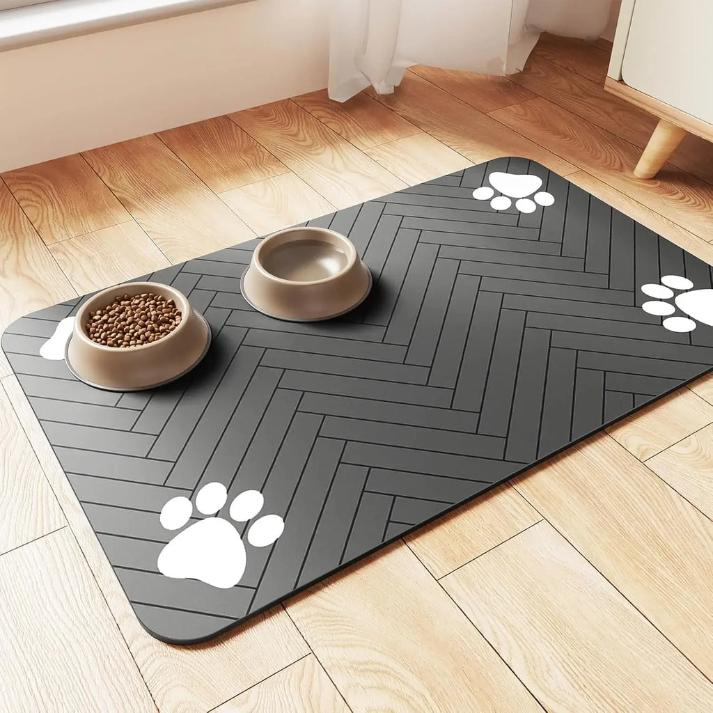 Absorbent Pet Feeding Mat – Waterproof Placemat for Cats & Dogs, Quick-Dry Rubber Backing (S, M, L)