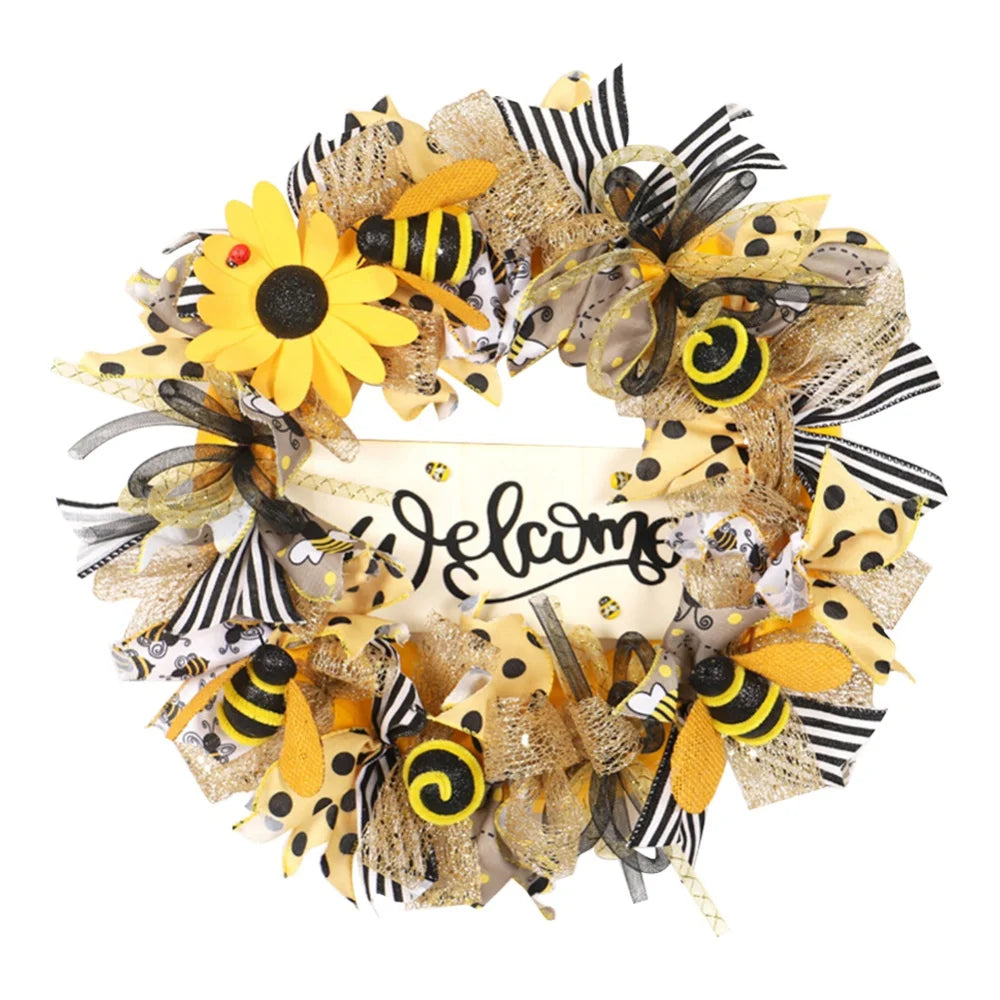 Bee Sunflower Front Door Wreath
