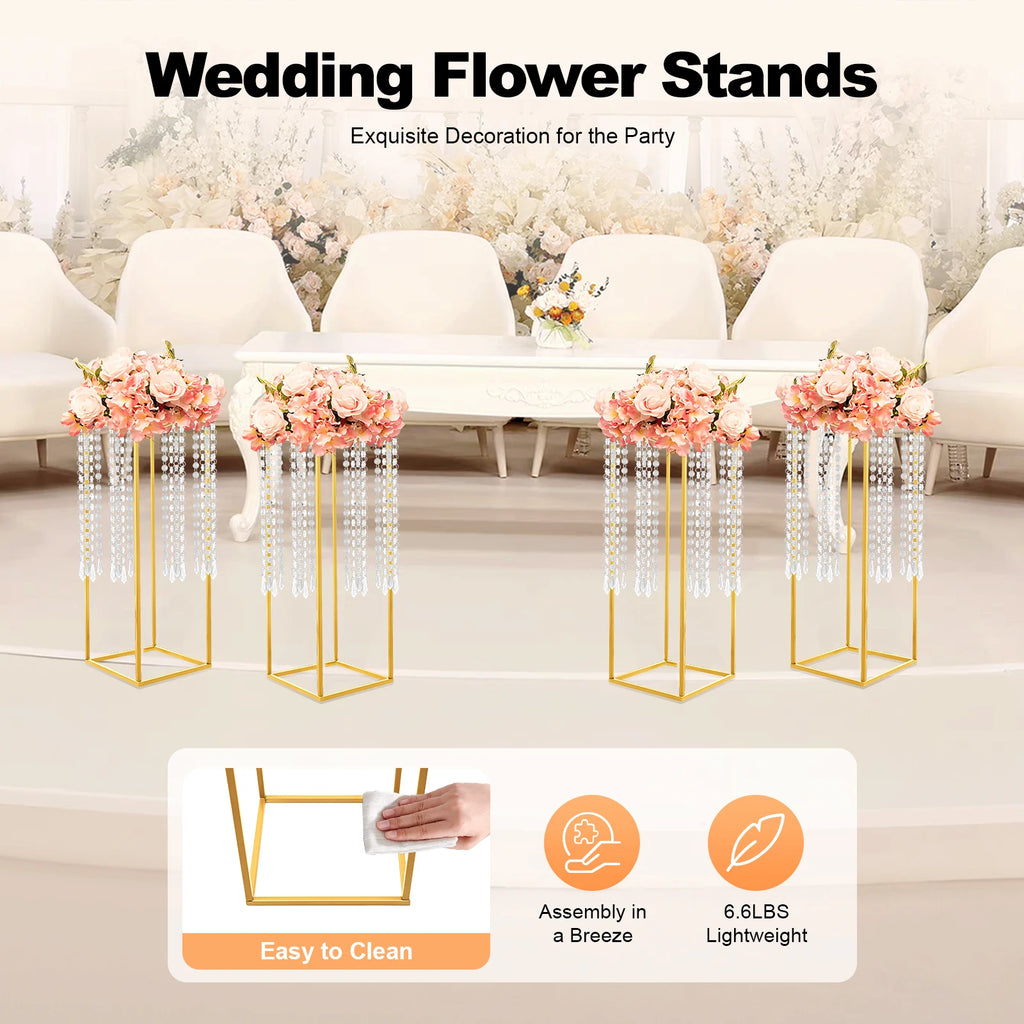 4PCS Gold Wedding Flower Stands – 60cm