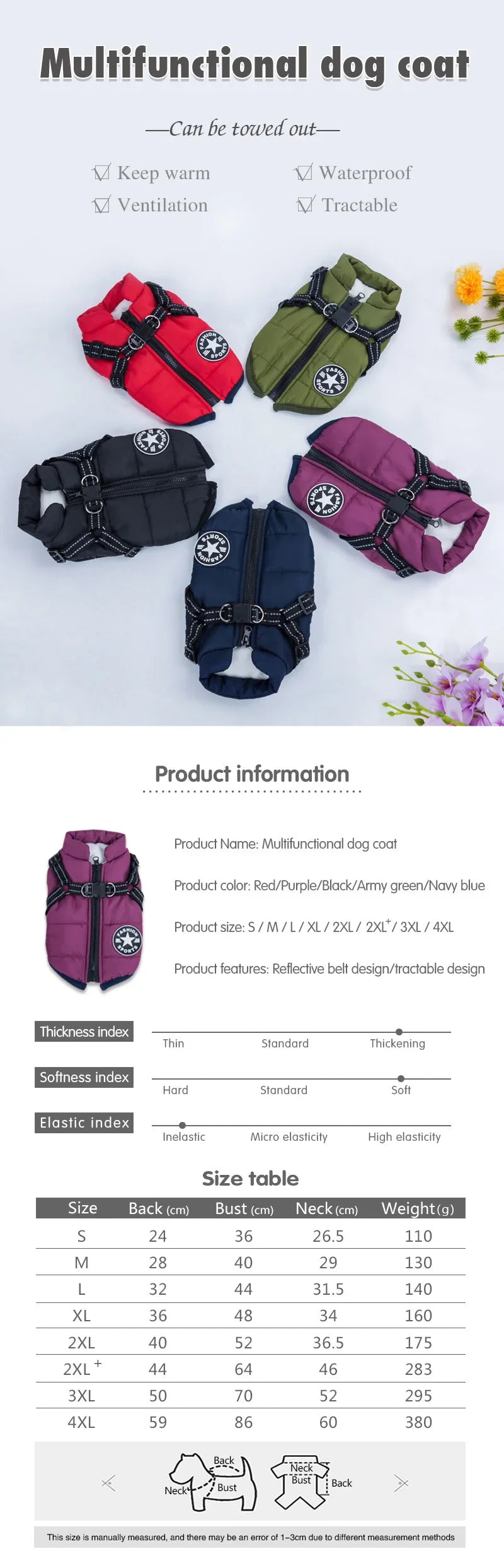 Waterproof Winter Dog Jacket – Warm Pet Coat for Small Dogs (Chihuahua, Shih Tzu, Pug)