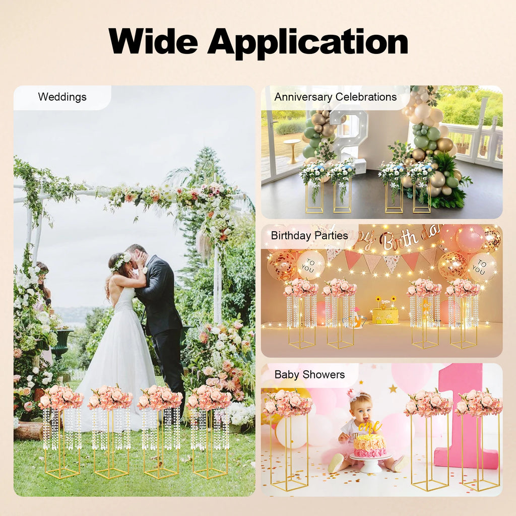 4PCS Gold Wedding Flower Stands – 60cm